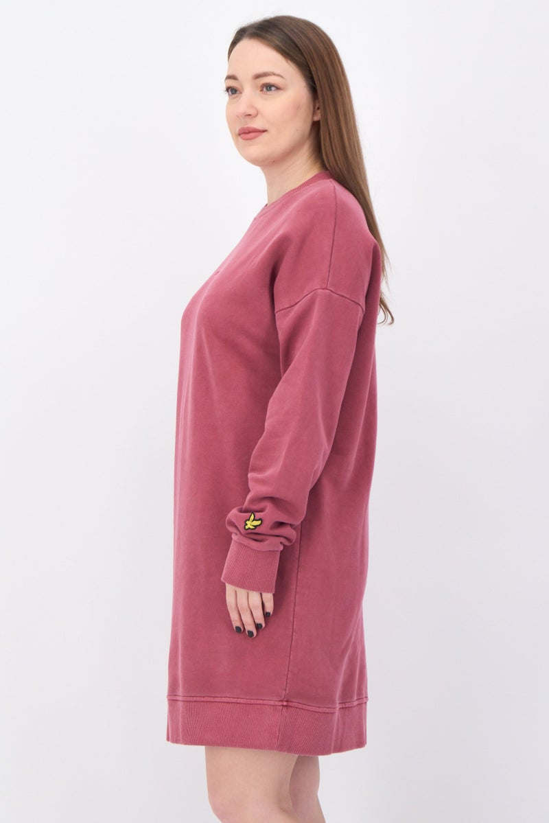 Lyle & Scott Women Embroidered Logo Sweater Dress, Old Rose - Image 4